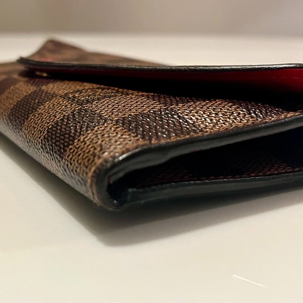 Louis Vuitton Josephine Wallet Damier Ebene Red Wallet + COA - Picture 10 of 13